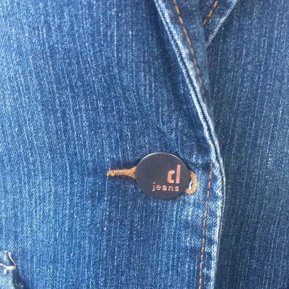 Denim jean vintage RL look Jacket button fitted glam blue boho - Picture 9 of 13